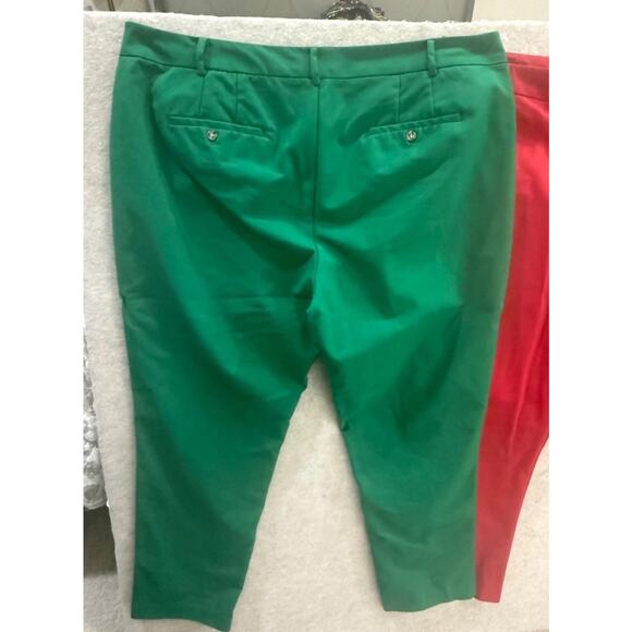 2 Pair Eloquii Flat Front Dress Pants Size 24L Long Plus Red Green Work Holiday - Picture 10 of 13
